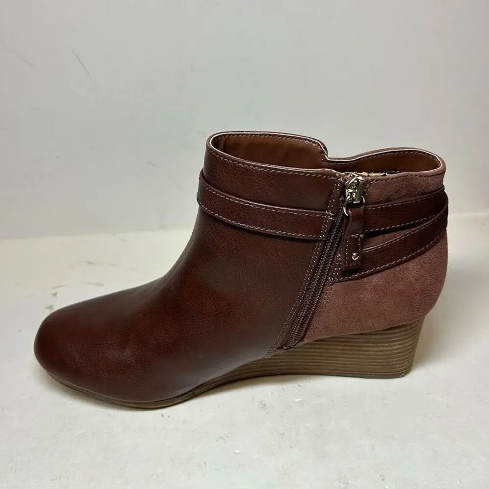 Dr Scholls Womens 9 M Copper Brown Double Wedge Ankle Booties NIB RX6